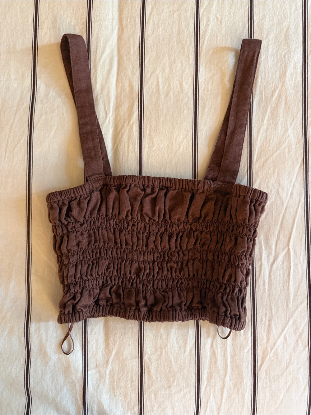 l*space Brown Smocked Crop Tank